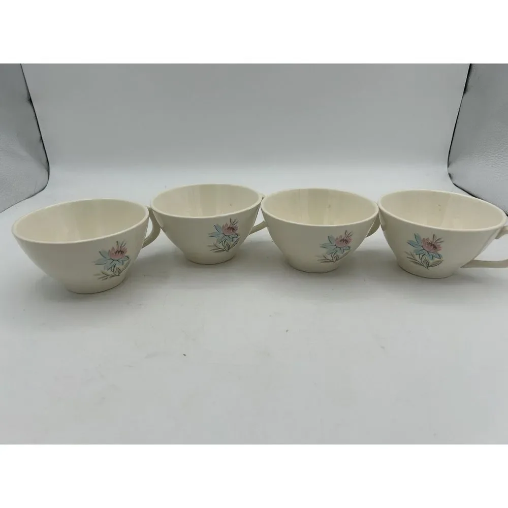 Steubenville‎ Pottery Fairlane Coffee Teacups Vintage 4 Pc set Very Nice